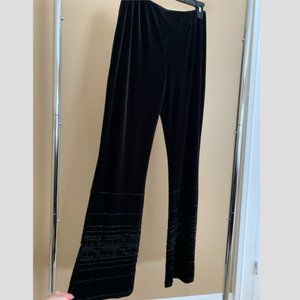 Vintage Adrianna Papell Black Velvet Beaded Evening Pants Size 10